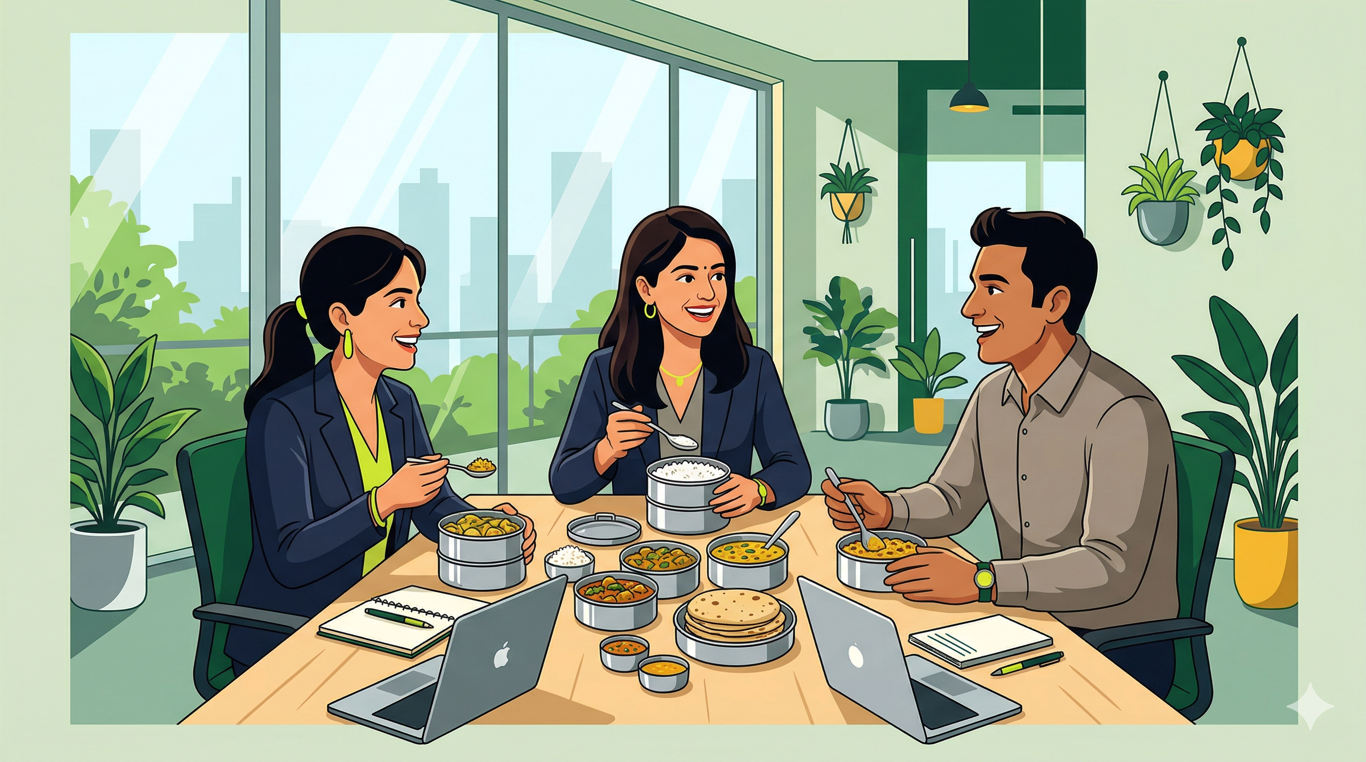 Healthy, energetic corporate team — office environment